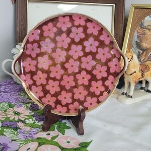 Floral Pink and Gold Decorative Tray